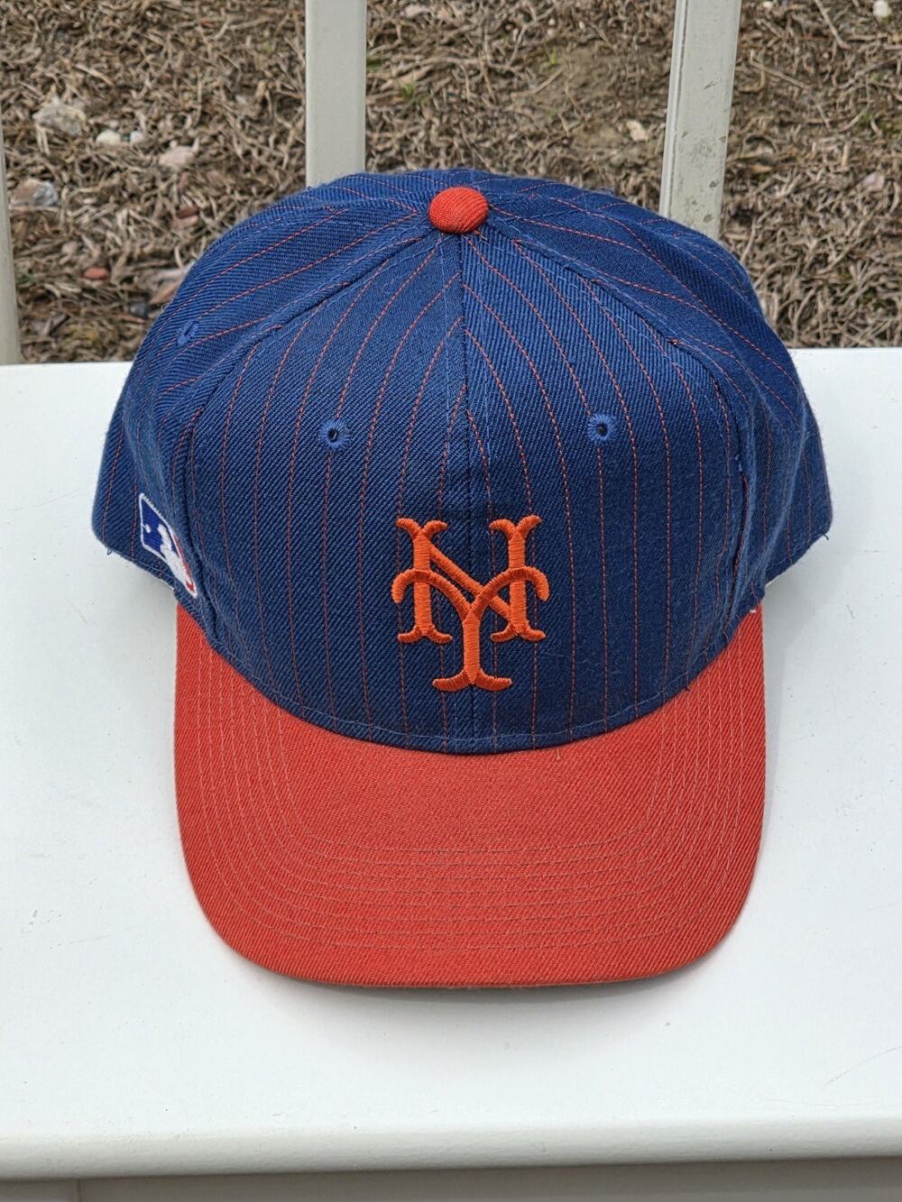 VTG 90s MLB Sports Specialties New York Mets Pinstripe Snapback Hat Cap Plain